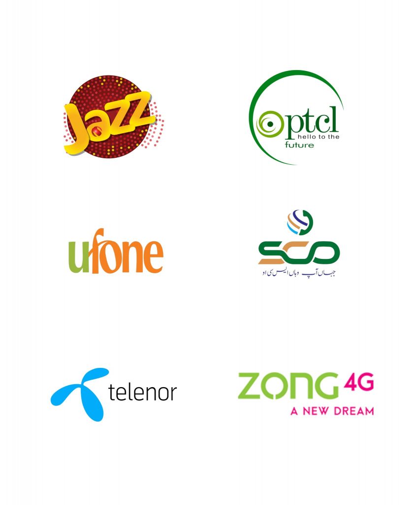 Popular Pakistani Telecom Operator Logos in an Image